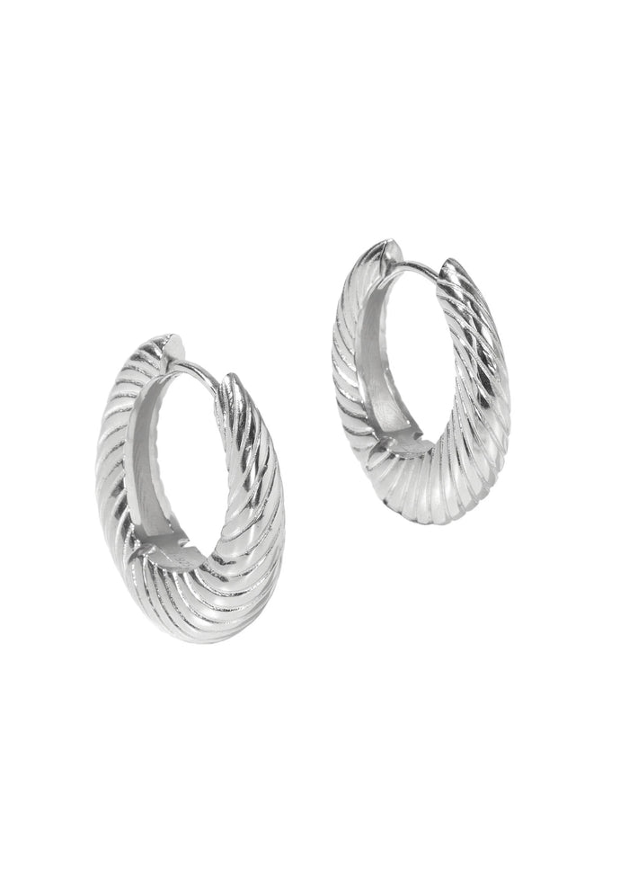 Hoop - Chunky Line Hoop Big Silver