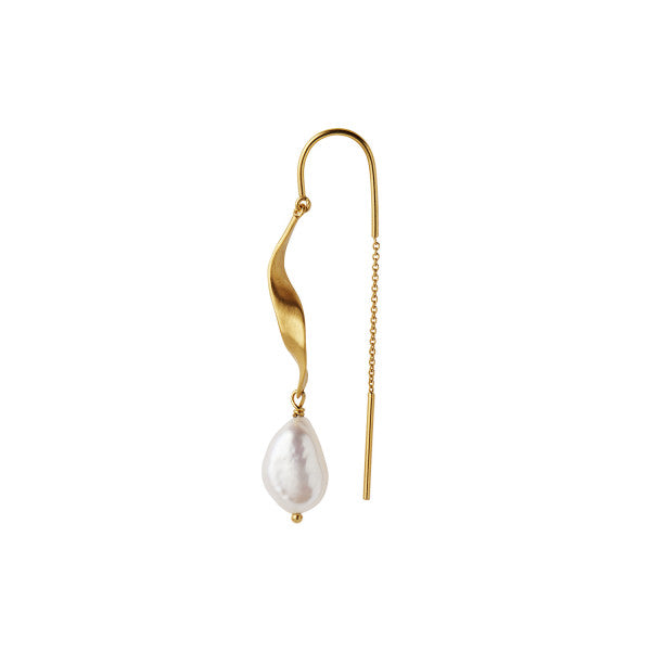 Long Twisted Earring With Baroque Pearl
