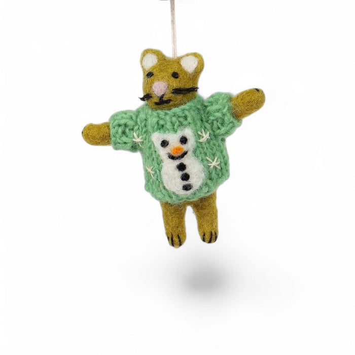 Cat With Snowman Sweater