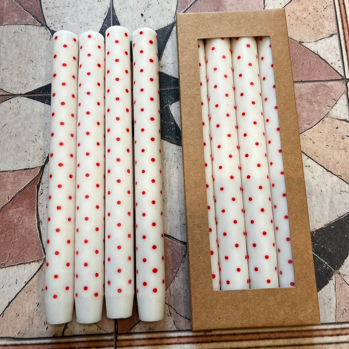 Stearinlys med prikker 4 stk