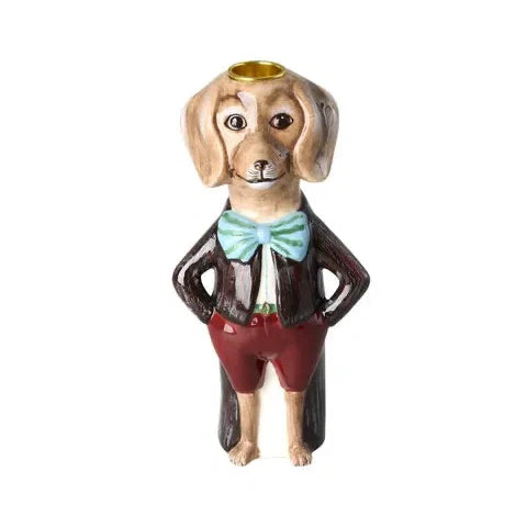 Hund Keramik Lysestage