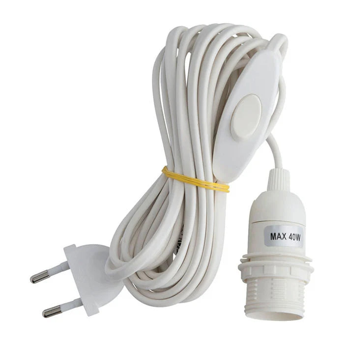 Hvid ledning med fatning E14