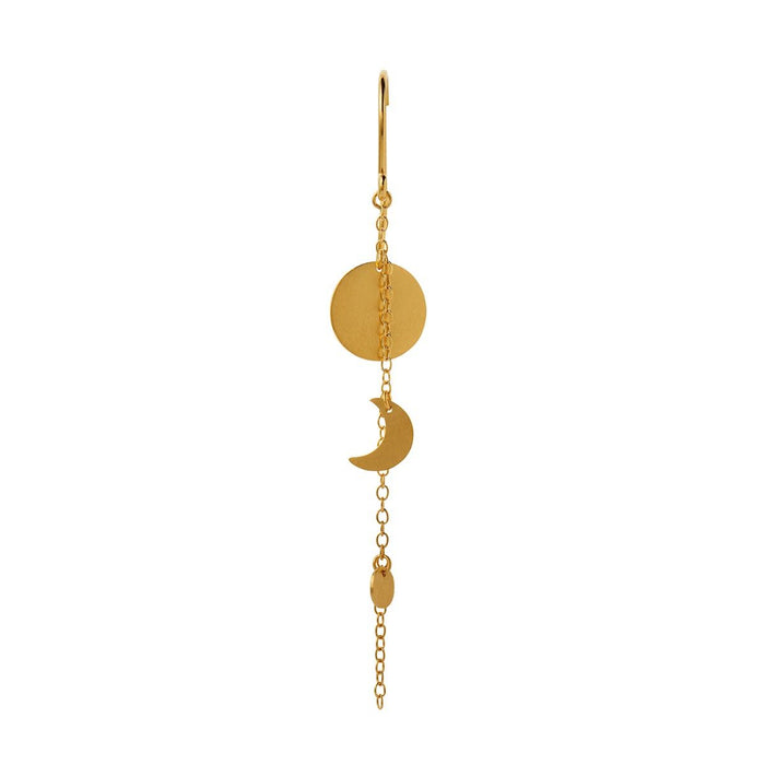 Sun And Moon Earring With Chain