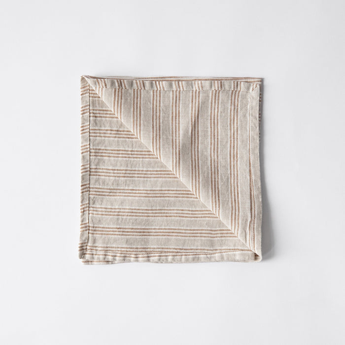 Hør Serviet - Hazelnut Stripe